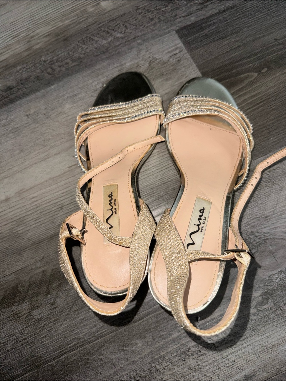 Nina Girls' Gold Glitter Strappy Ankle Sandals